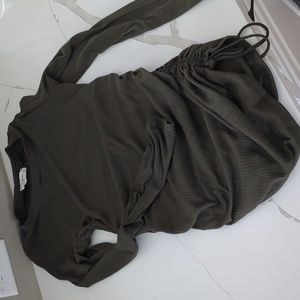 Ribbed olive green maternity top